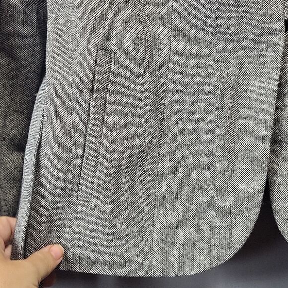 The Limited Gray Brown Wool Ruffle Collar Belted Blazer Jacket - Size Medium - Picture 9 of 13